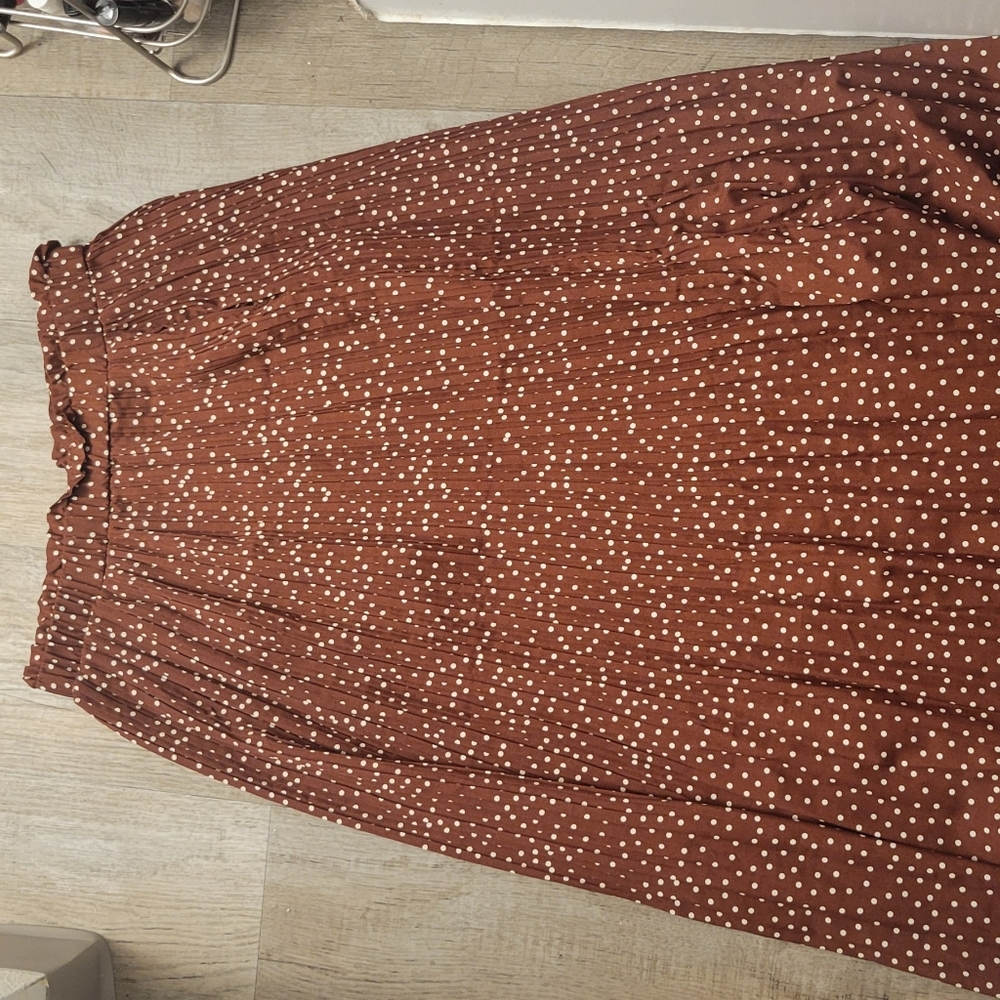 Amazon Brand Brown Polka Dot Pleated Skirt XL - Picture 4 of 4